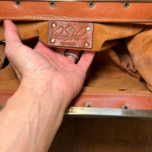 Patricia Nash Ferrara Leather Frame Satchel Retro Floral Embossed Hobo Bag - Picture 9 of 12